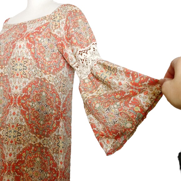 EMMA & MICHELE Boho Orange White Dress Size Small - Picture 10 of 16